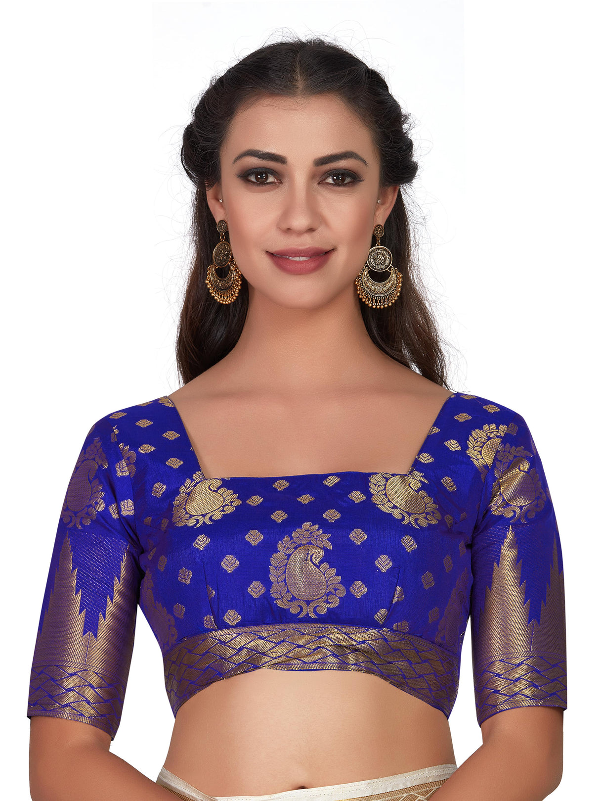 Mimosa Womens Art Silk Saree Kanjivaram Halfwhite Color