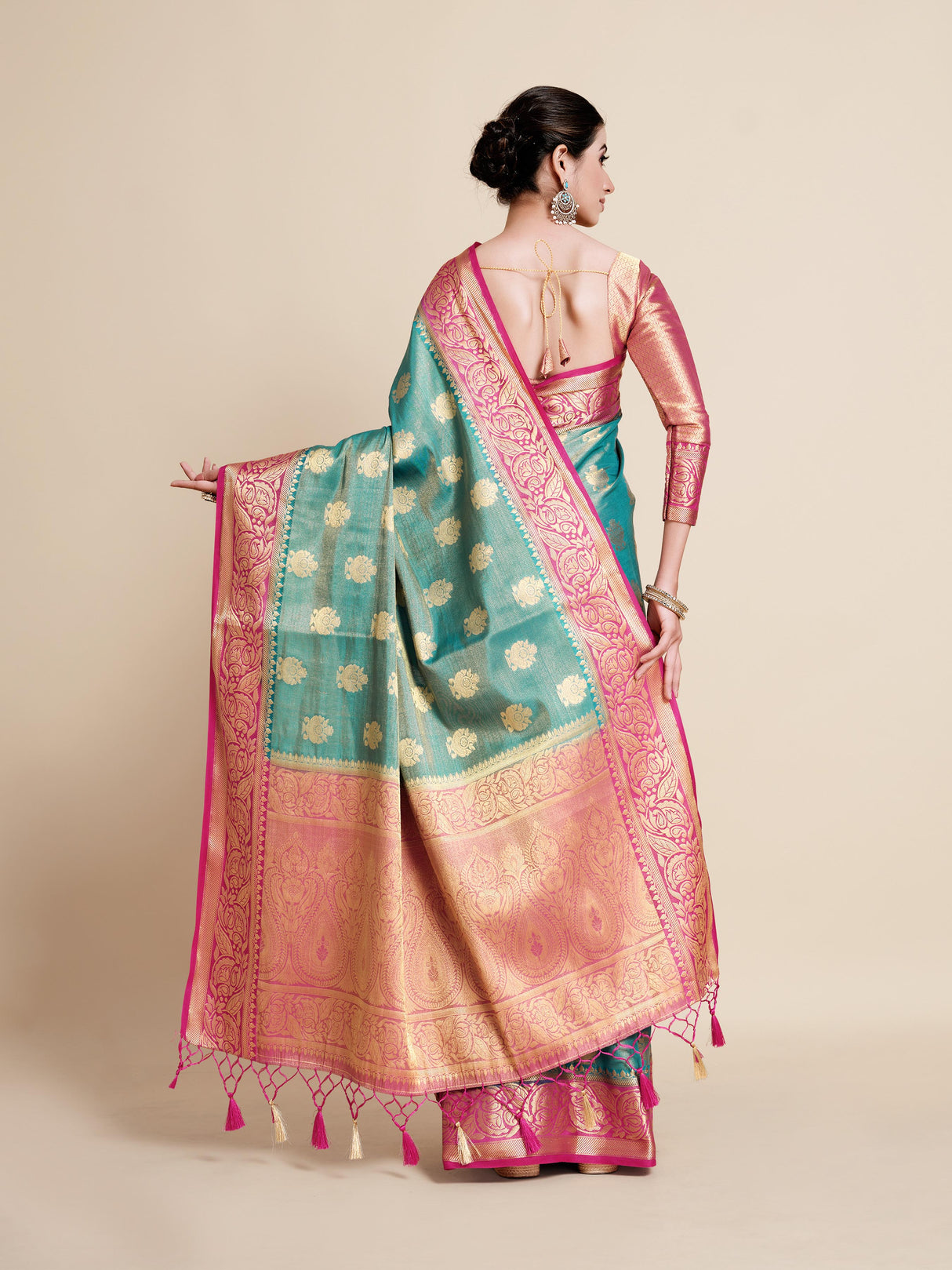 Mimosa Womens Art Silk Saree Kanjivaram Ananda Color