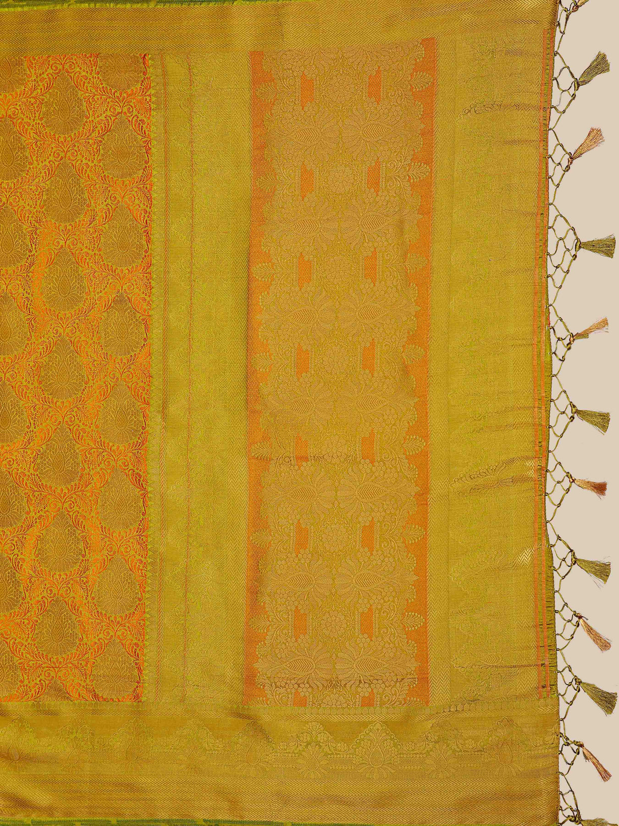 Mimosa Womens Art Silk Saree Kanjivaram Olive Color