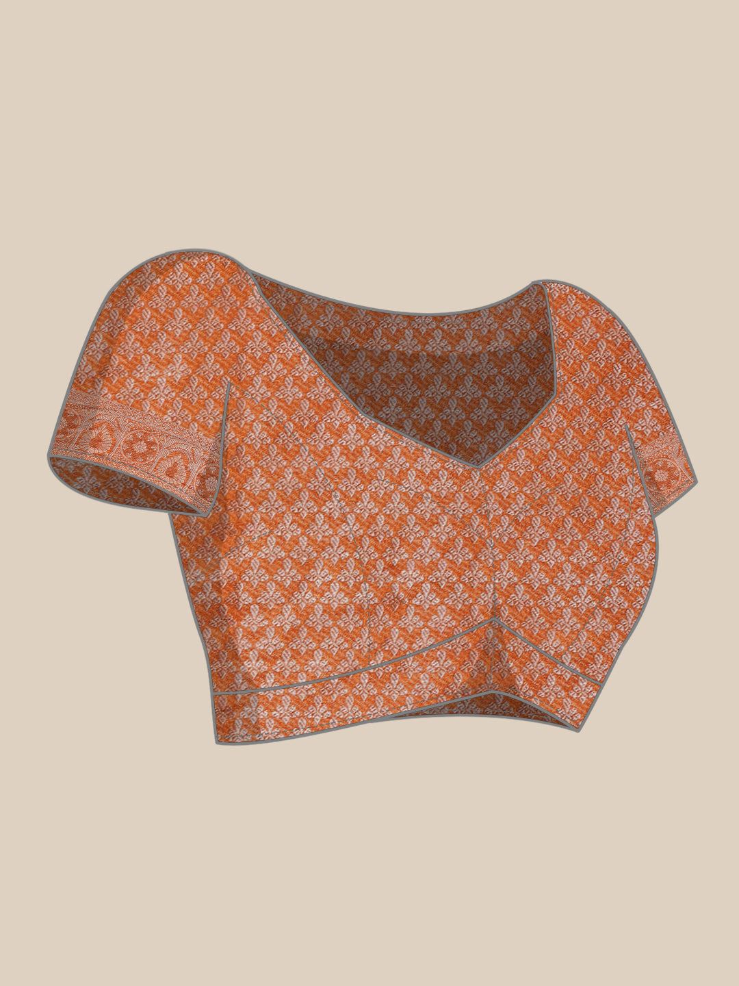 Mimosa Womens Art Silk Saree Kanjivaram Orange Color