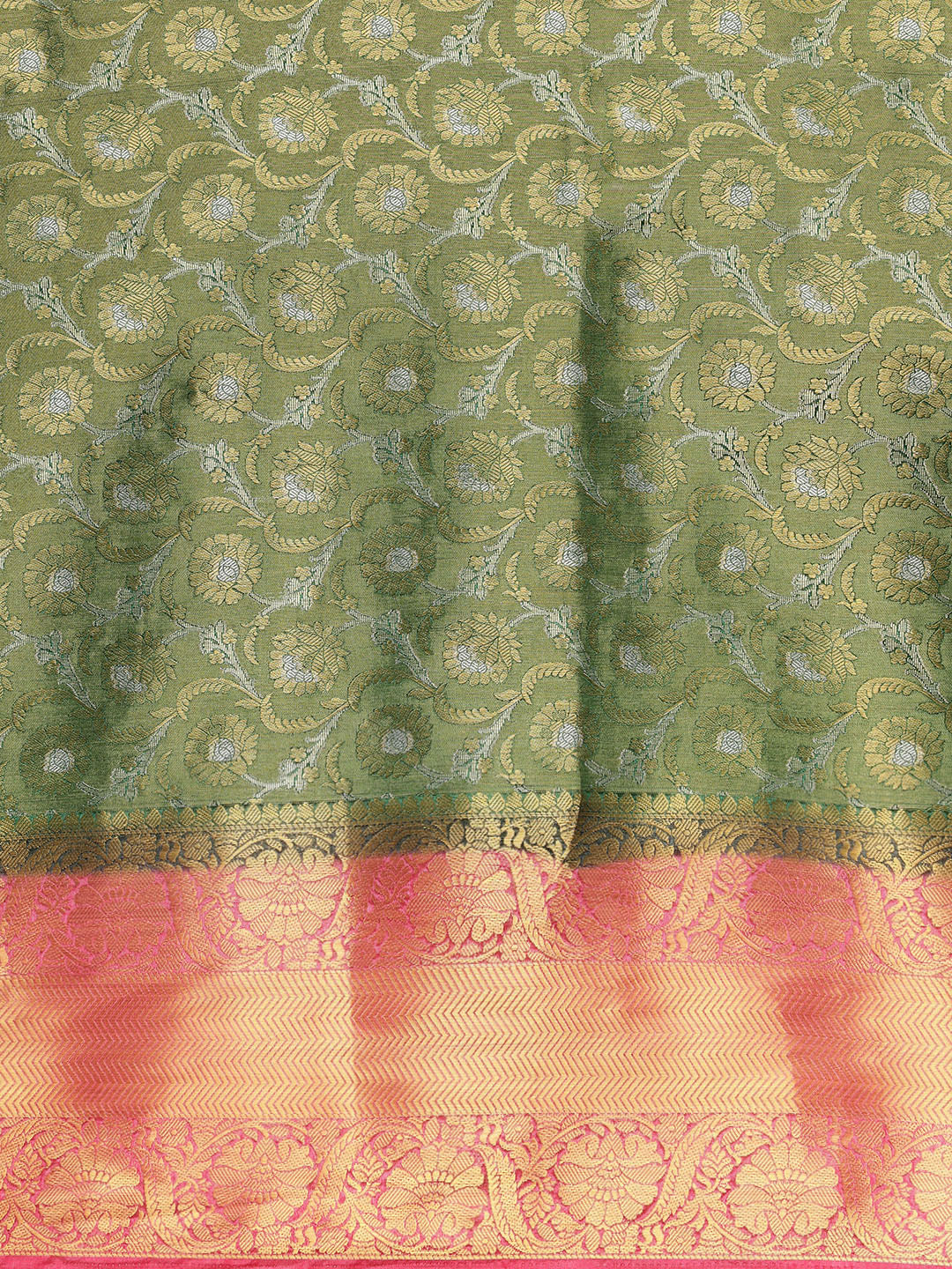 Mimosa Womens Art Silk Saree Kanjivaram Green Color