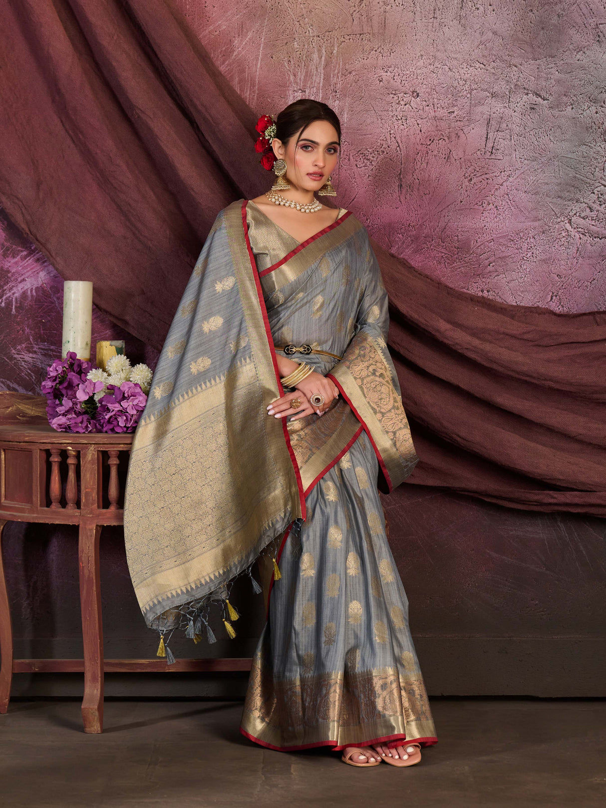 Mimosa Women's Woven Design Chhattisgarh Art Silk Saree With Blouse Piece : SA0000862GY