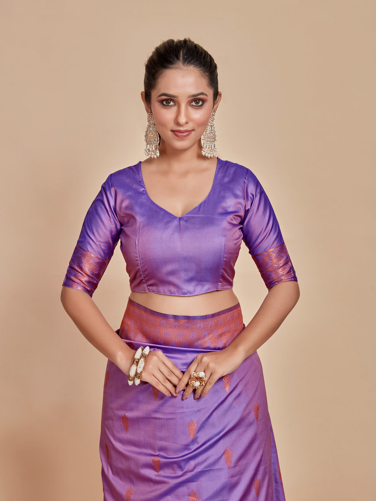 Mimosa Women's Woven Design Kanjivaram Style Art Silk Saree With Blouse Piece : SA00001328LVFREE