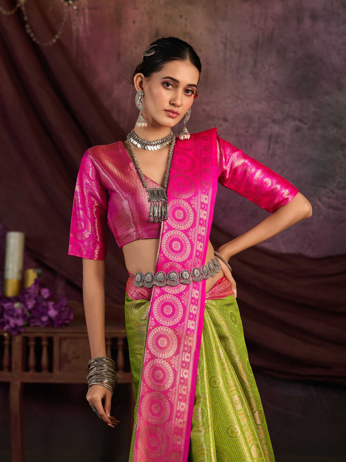 Mimosa Women's Woven Design Kanjivaram Art Silk Saree With Blouse Piece : SA0000912OL