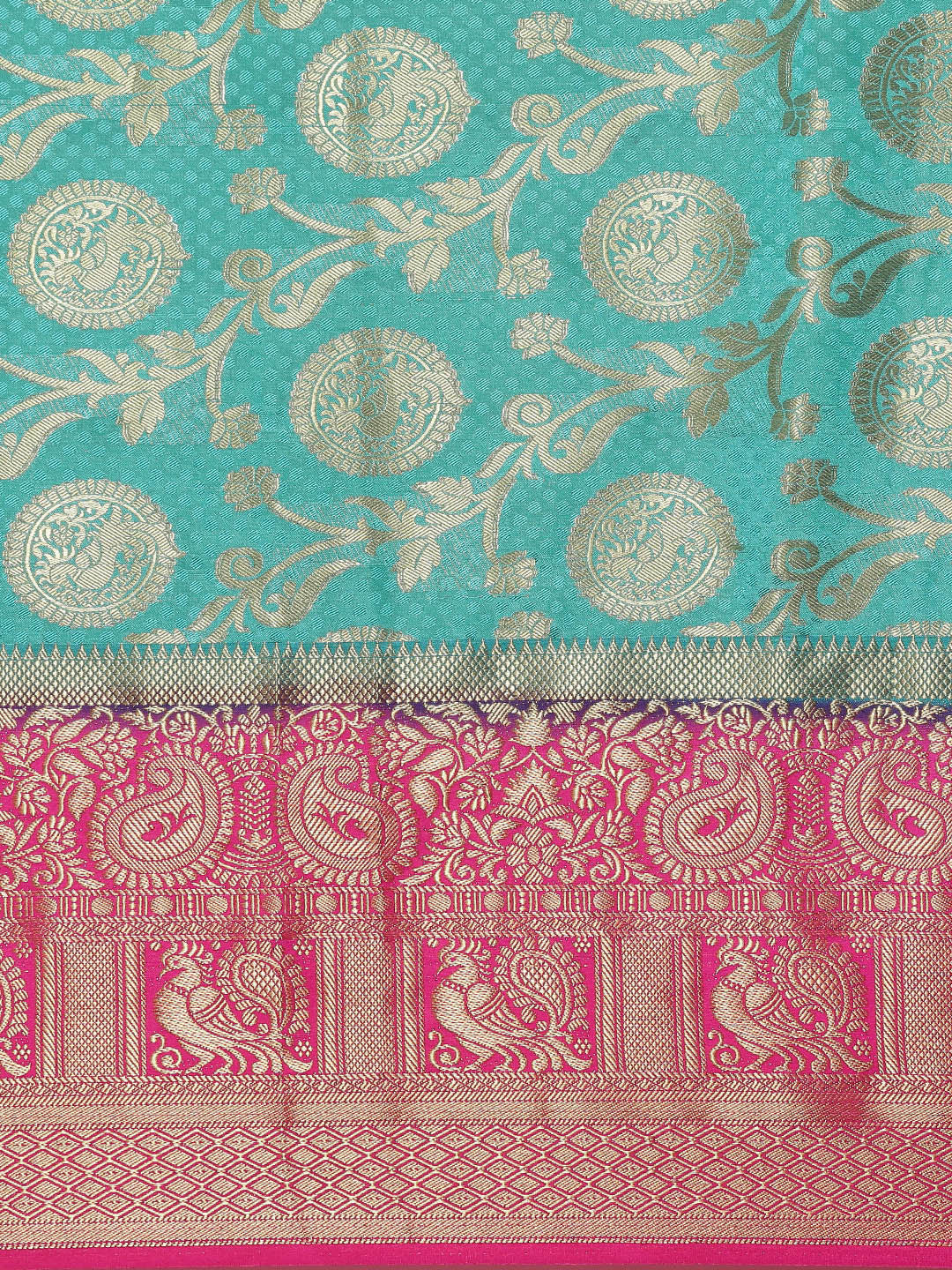 Mimosa Womens Art Silk Saree Kanjivaram Saffire Color