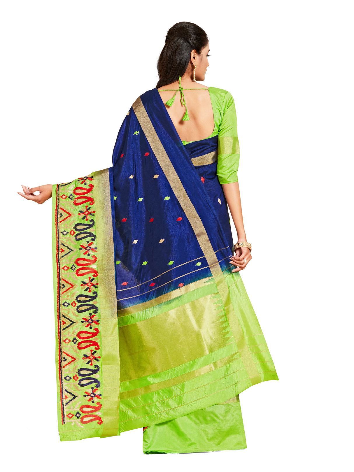 Mimosa Womens Art Silk Saree Kanjivaram style Navy Blue Color