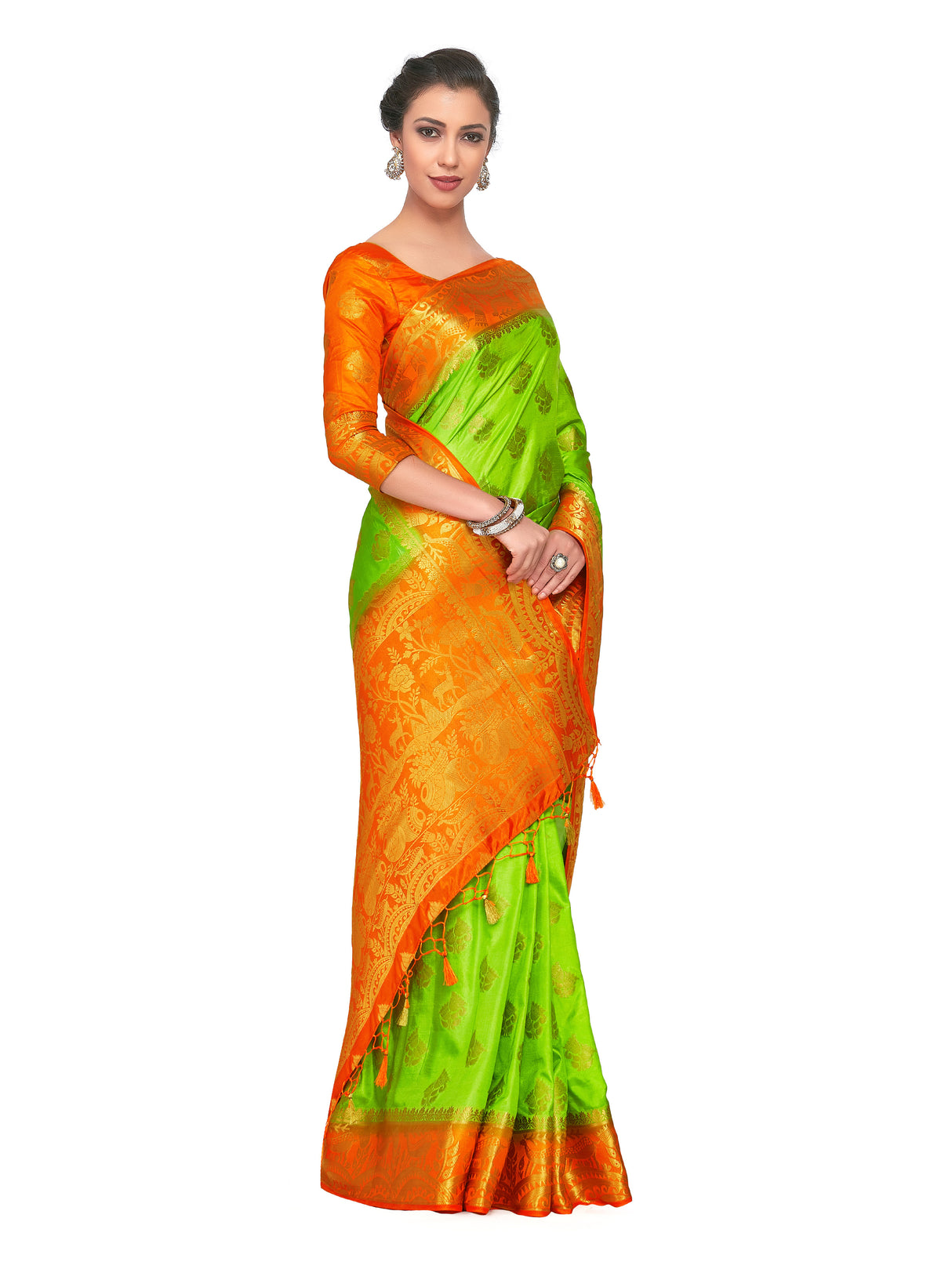 Mimosa Womens Art Silk Saree Kanjivaram Liril Color