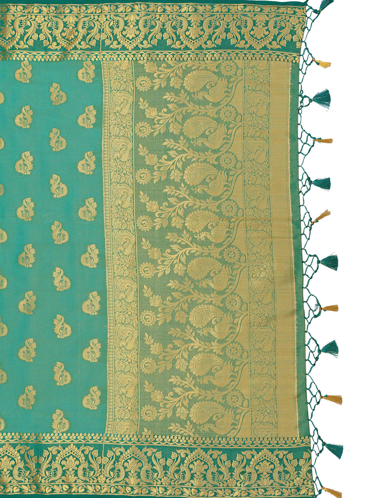 Mimosa Womens Art Silk Saree Kanjivaram Saffire Color