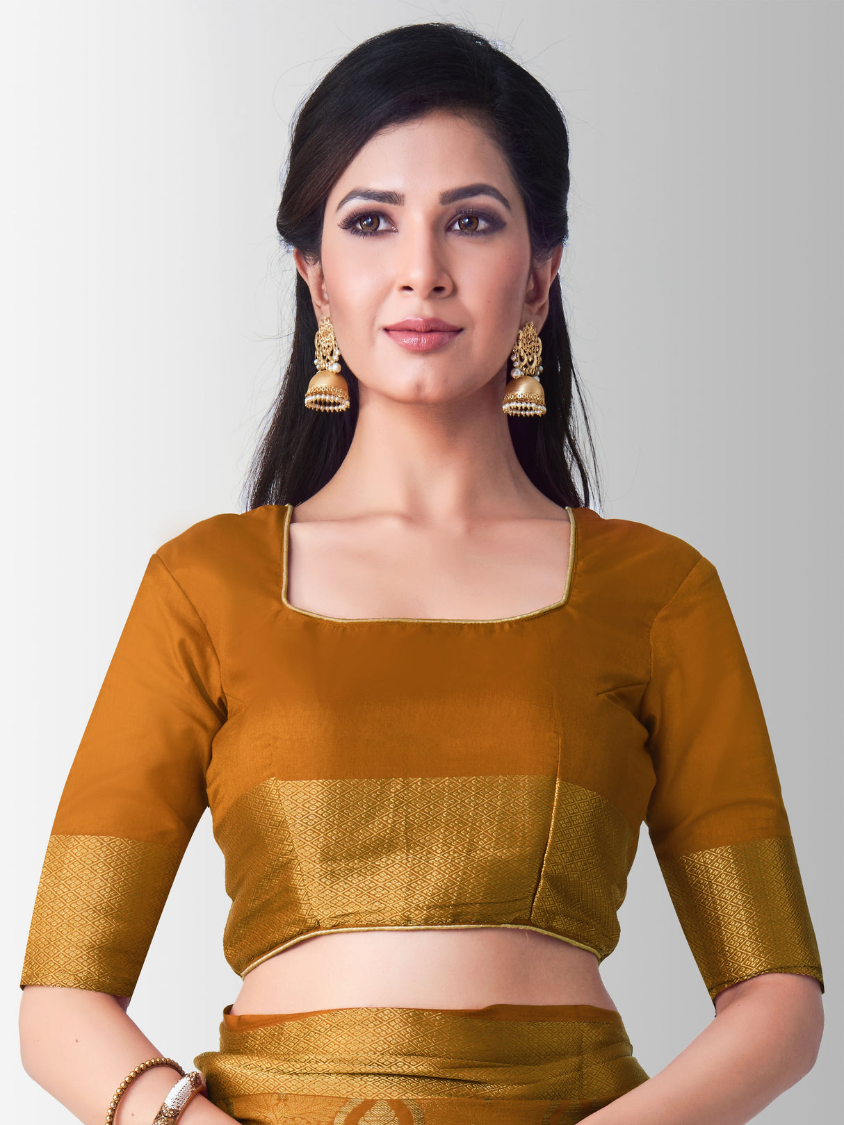 Mimosa Womens Art Silk Saree Kanjivaram Mustard Color