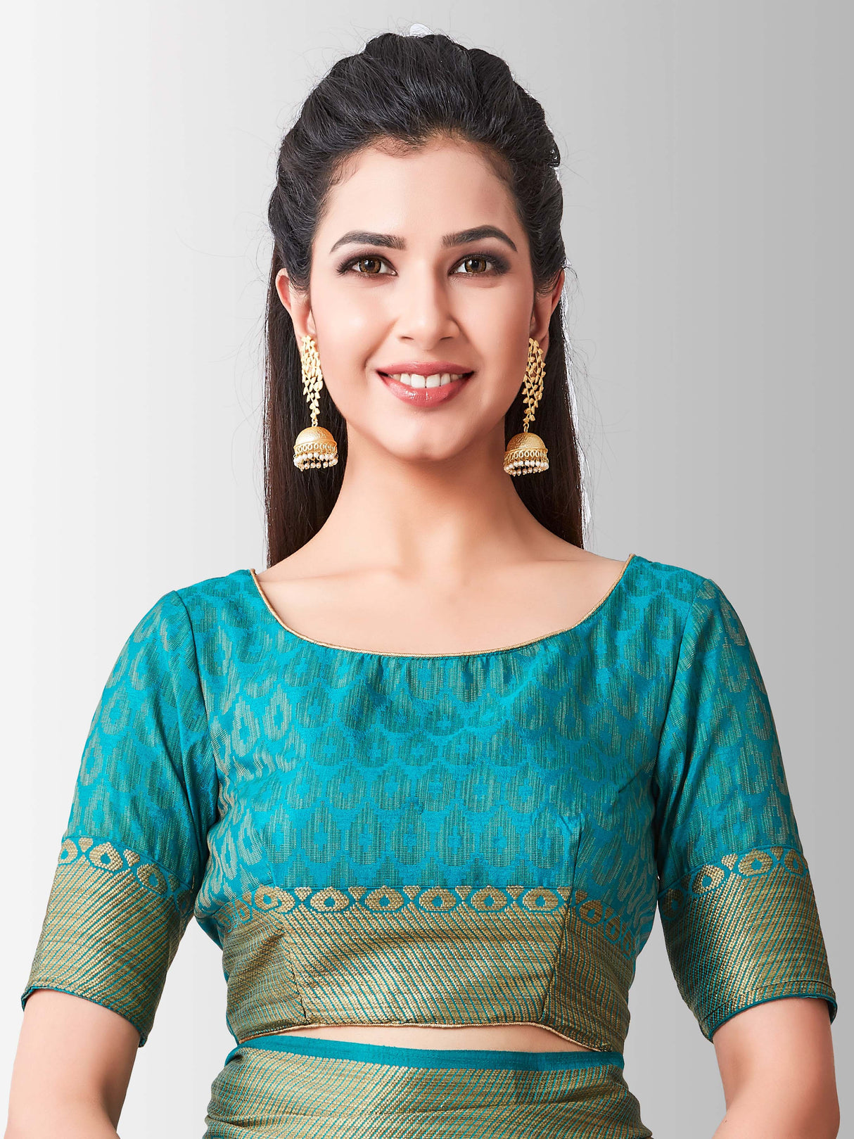 Mimosa Womens Art Silk Saree Kanjivaram Saffire Color