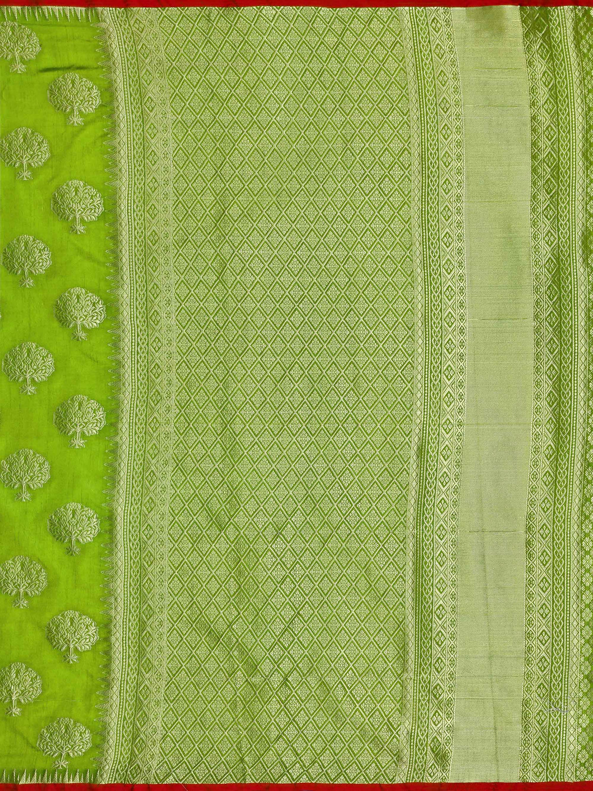 Mimosa Womens Art Silk Saree Kanjivaram Olive Color