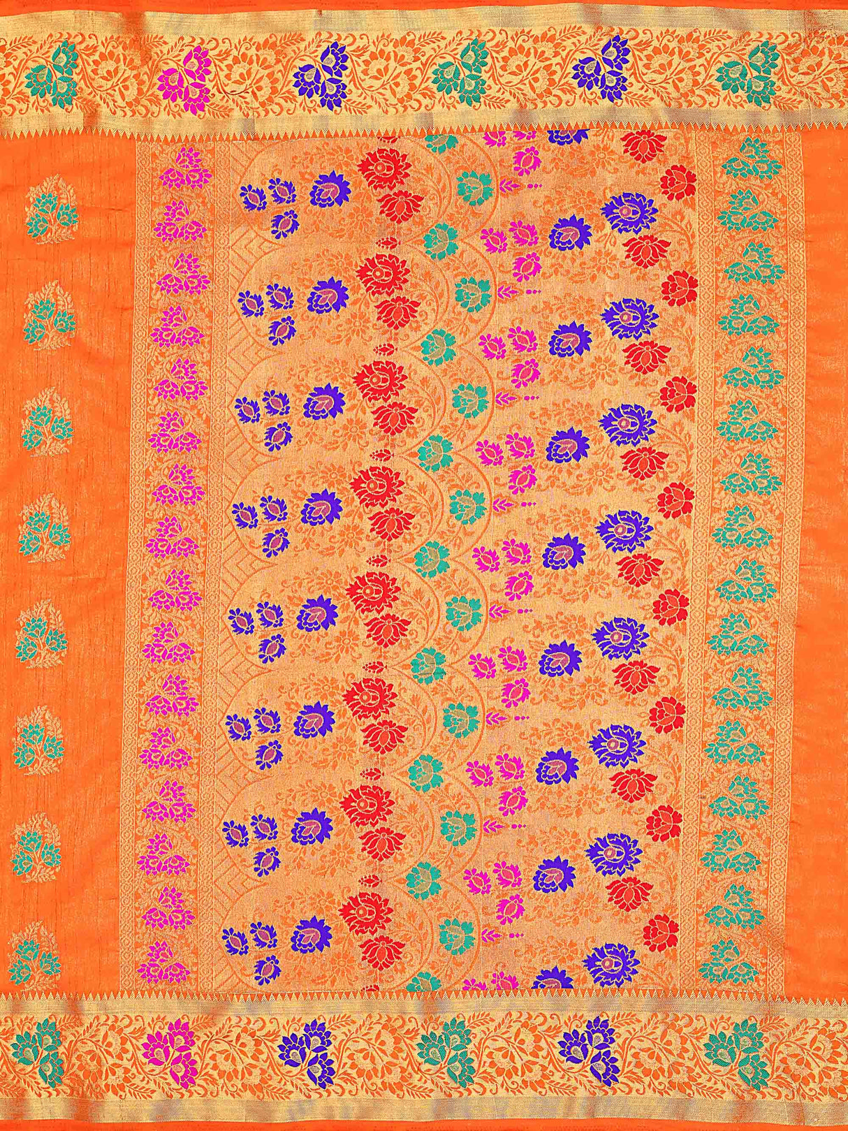 Mimosa Womens Art Silk Saree Dharmavaram Orange Color