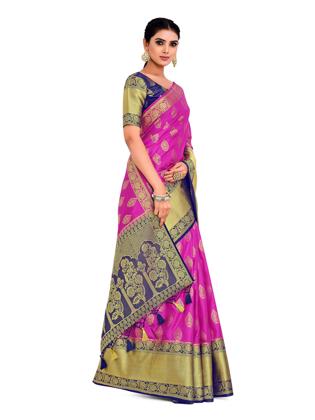 Mimosa Womens Art Silk Saree Kanjivaram Rani Color