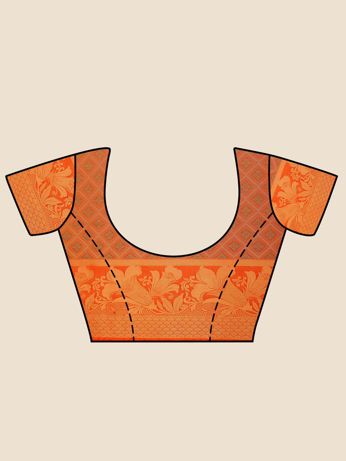 Mimosa Womens Art Silk Saree Kanjivaram Orange Color