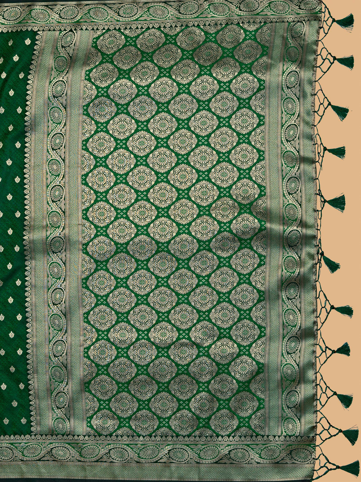 Mimosa Women's Woven Design Kanjivaram Art Silk Saree With Blouse Piece : SA00001222GRNFREE