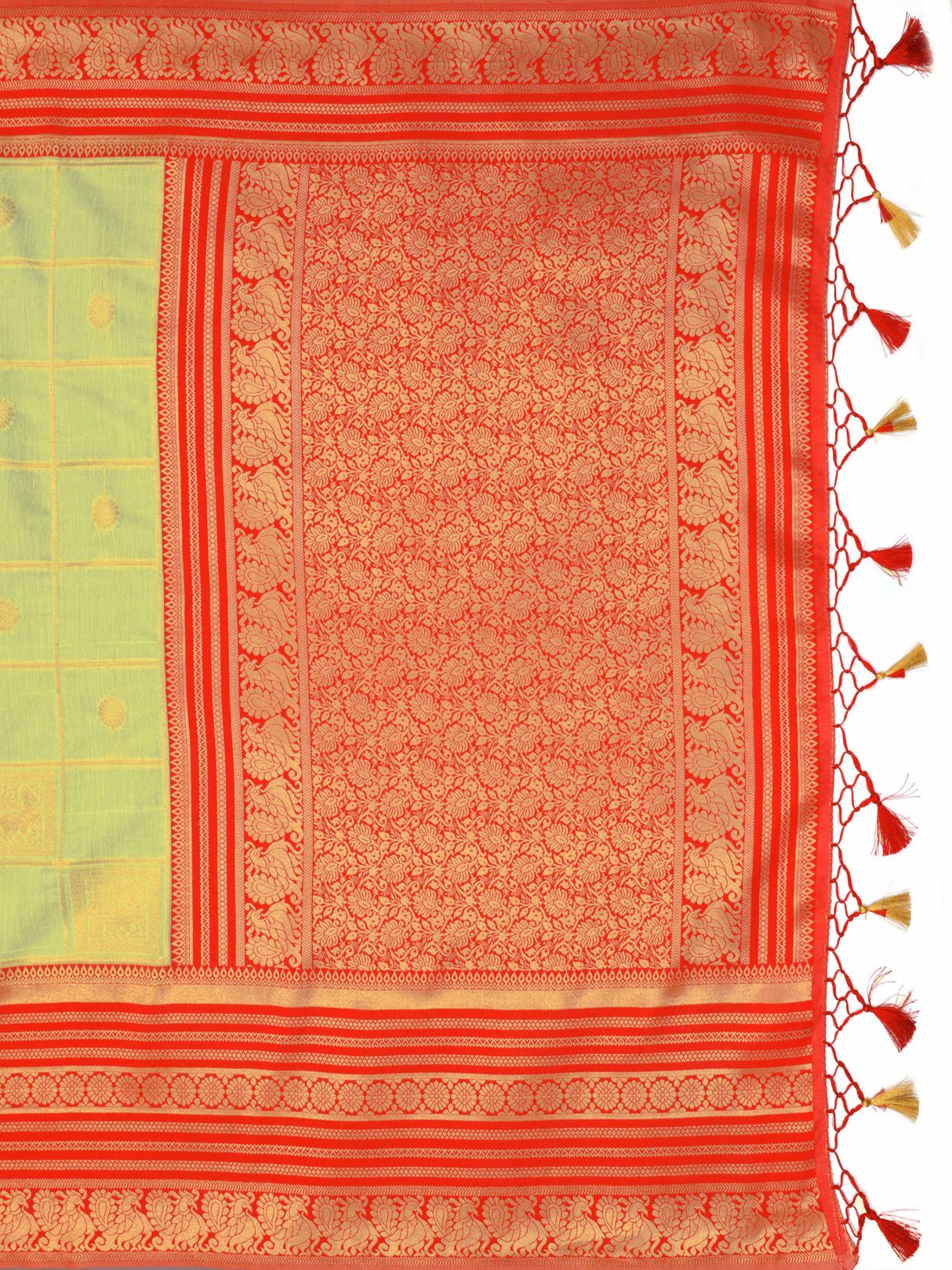 Mimosa Women's Woven Design Kanjivaram Style Art Silk Saree With Blouse Piece : SA0000870PS