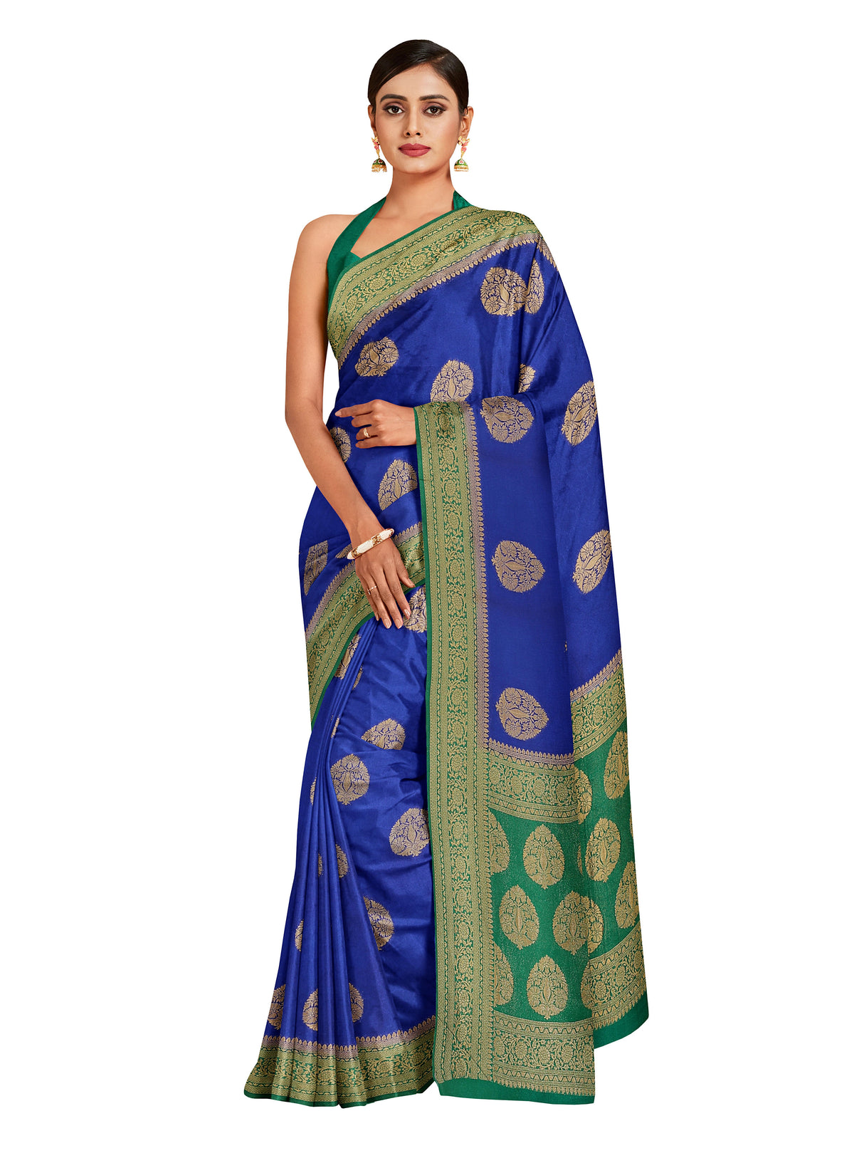 Mimosa Womens Art Silk Saree Kanjivaram Royal Blue Color