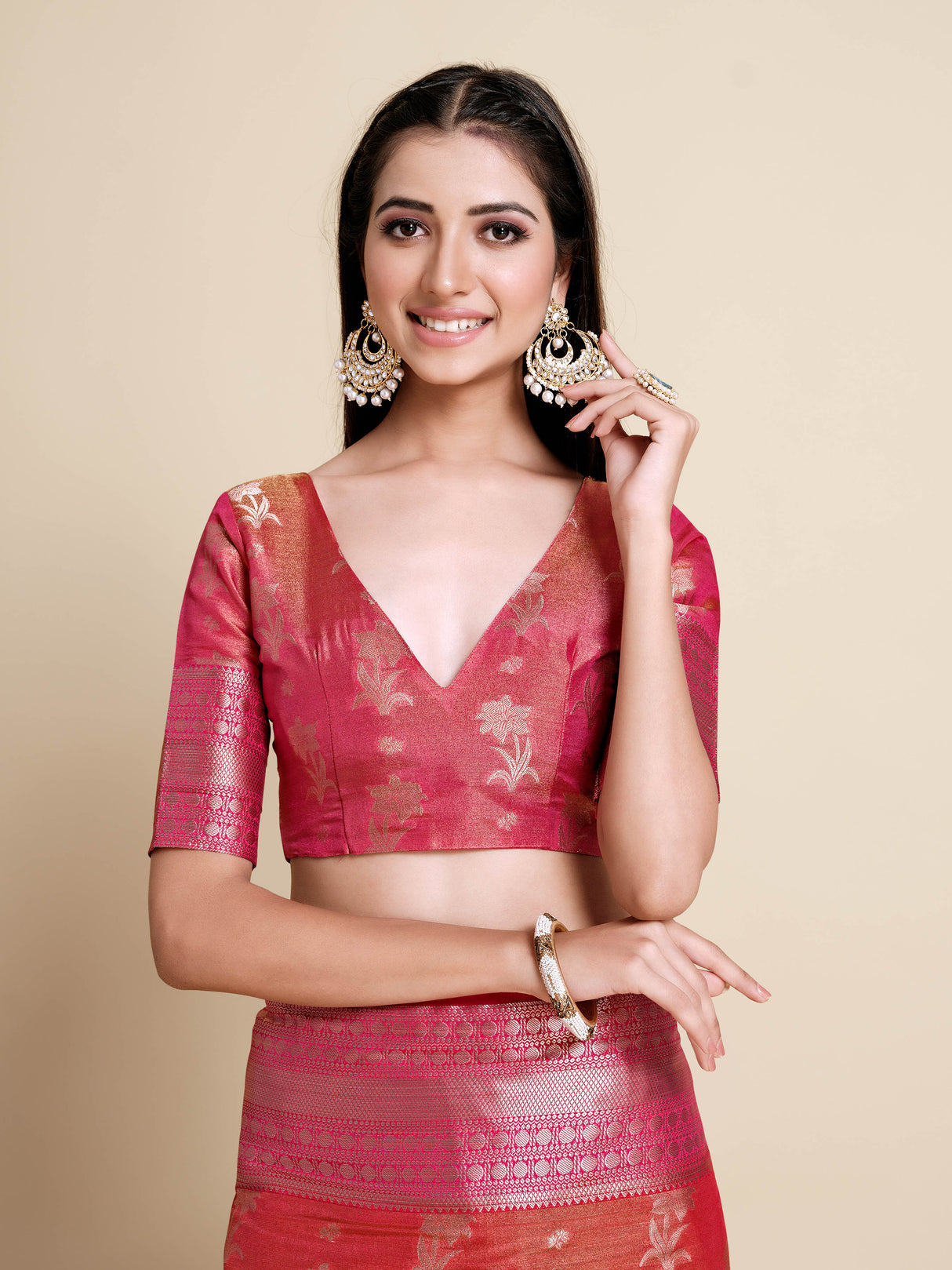 Mimosa Womens Art Silk Saree Kanjivaram Maroon Color