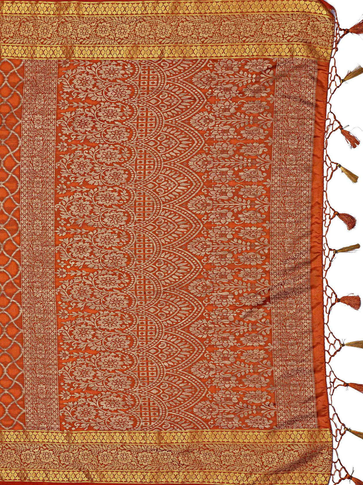 Mimosa Womens Art Silk Saree Kanjivaram Rust Color