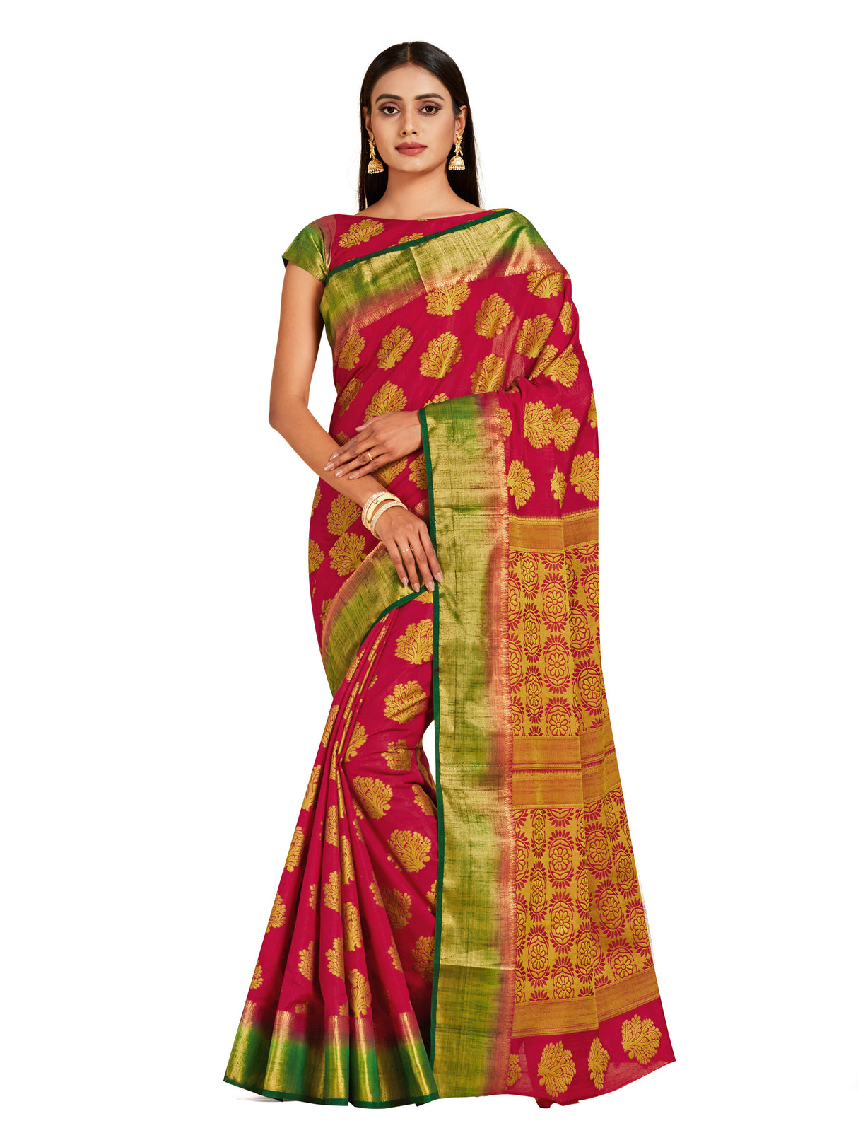 Mimosa Womens Art Silk Saree Kanjivaram Red Color