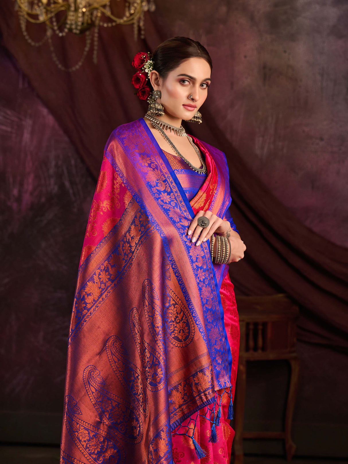 Mimosa Women's Woven Design Kanjivaram Art Silk Saree With Blouse Piece : SA0000913RN
