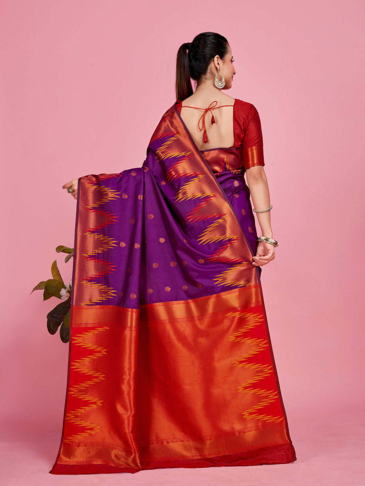 Mimosa Women's Woven Design Kanjivaram Style Art Silk Saree With Blouse Piece : SA00001386PRFREE