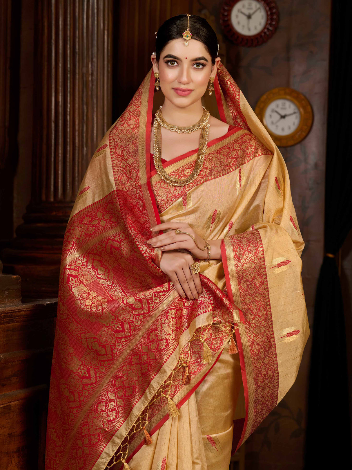 Mimosa Women's Woven Design Bishnupur Art Silk Saree With Blouse Piece : SA0000867CK