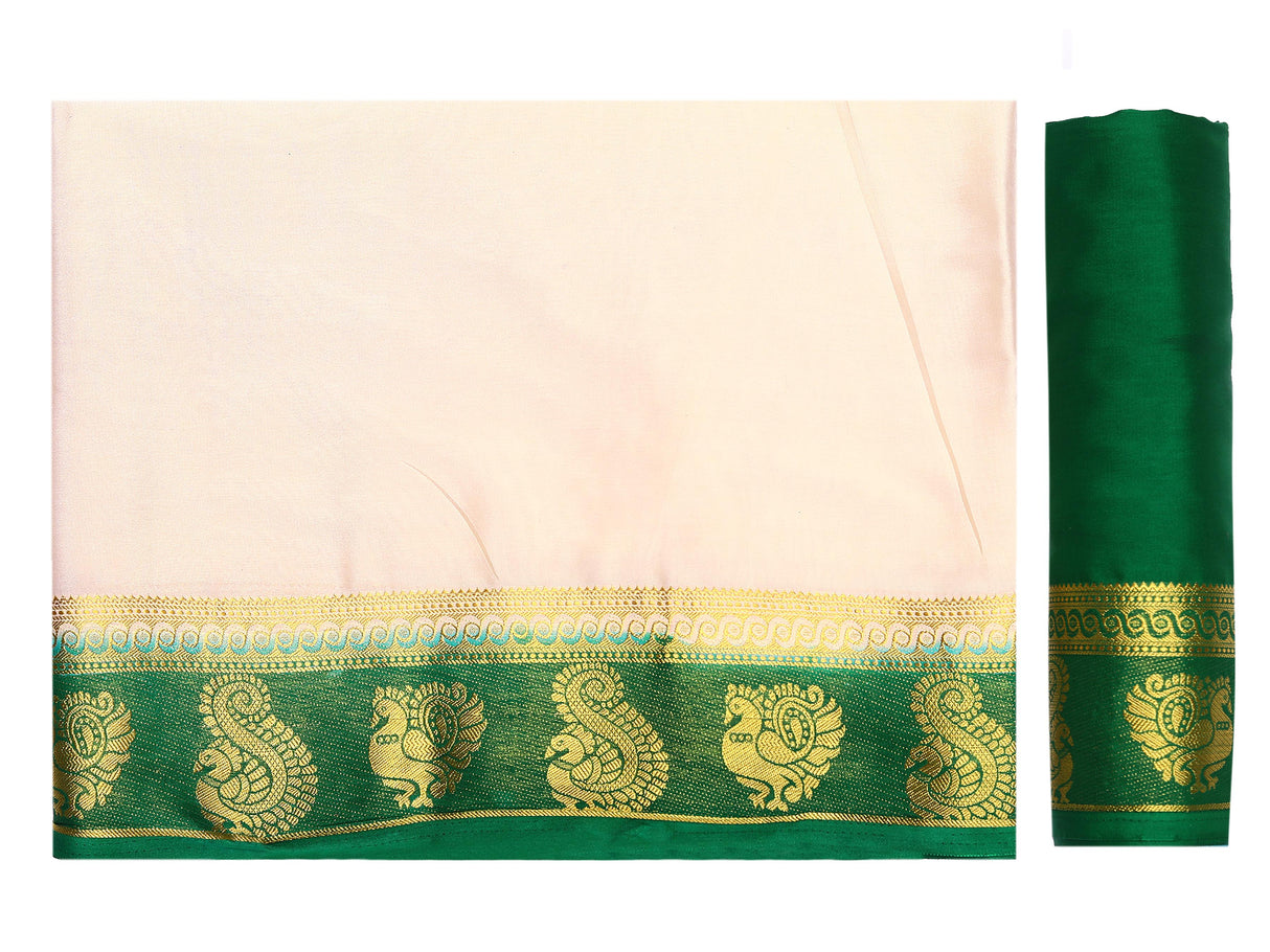 Mimosa Womens Crepe Saree Mysore Silk Halfwhite Color