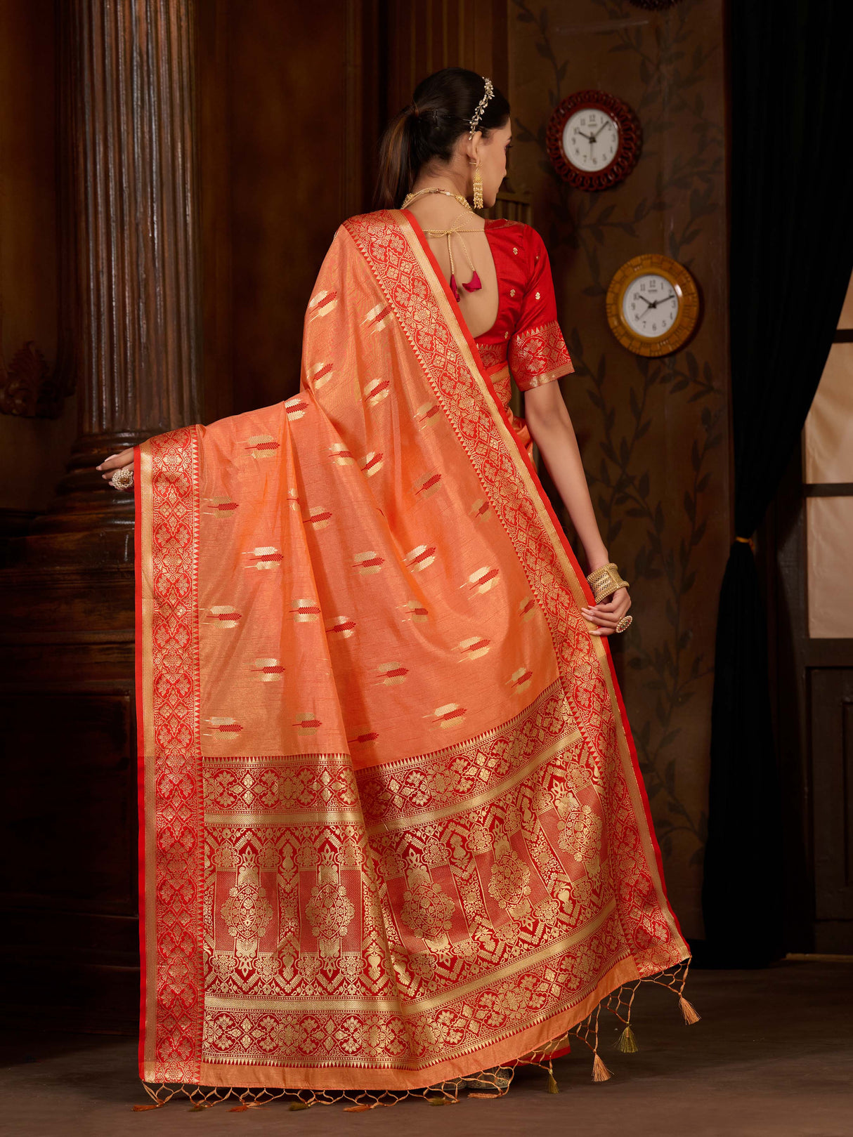 Mimosa Women's Woven Design Bishnupur Art Silk Saree With Blouse Piece : SA0000867OR