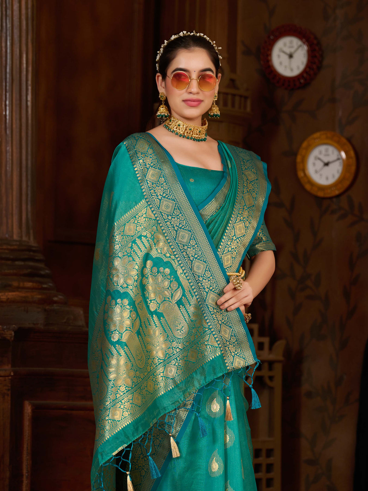 Mimosa Women's Woven Design Kanjivaram Art Silk Saree With Blouse Piece : SA0000944SF