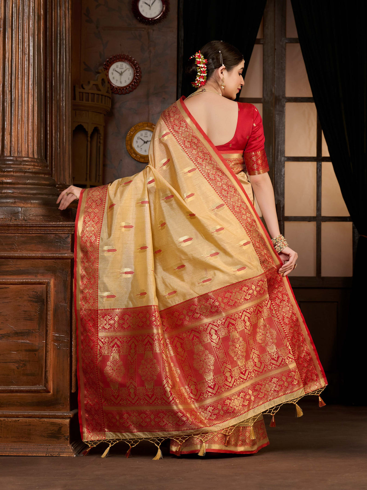 Mimosa Women's Woven Design Bishnupur Art Silk Saree With Blouse Piece : SA0000867CK