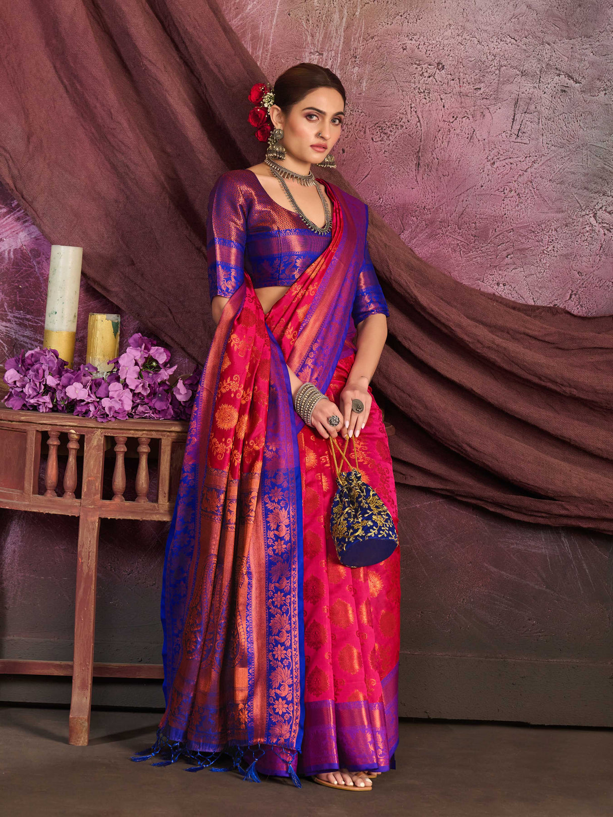 Mimosa Women's Woven Design Kanjivaram Art Silk Saree With Blouse Piece : SA0000913RN