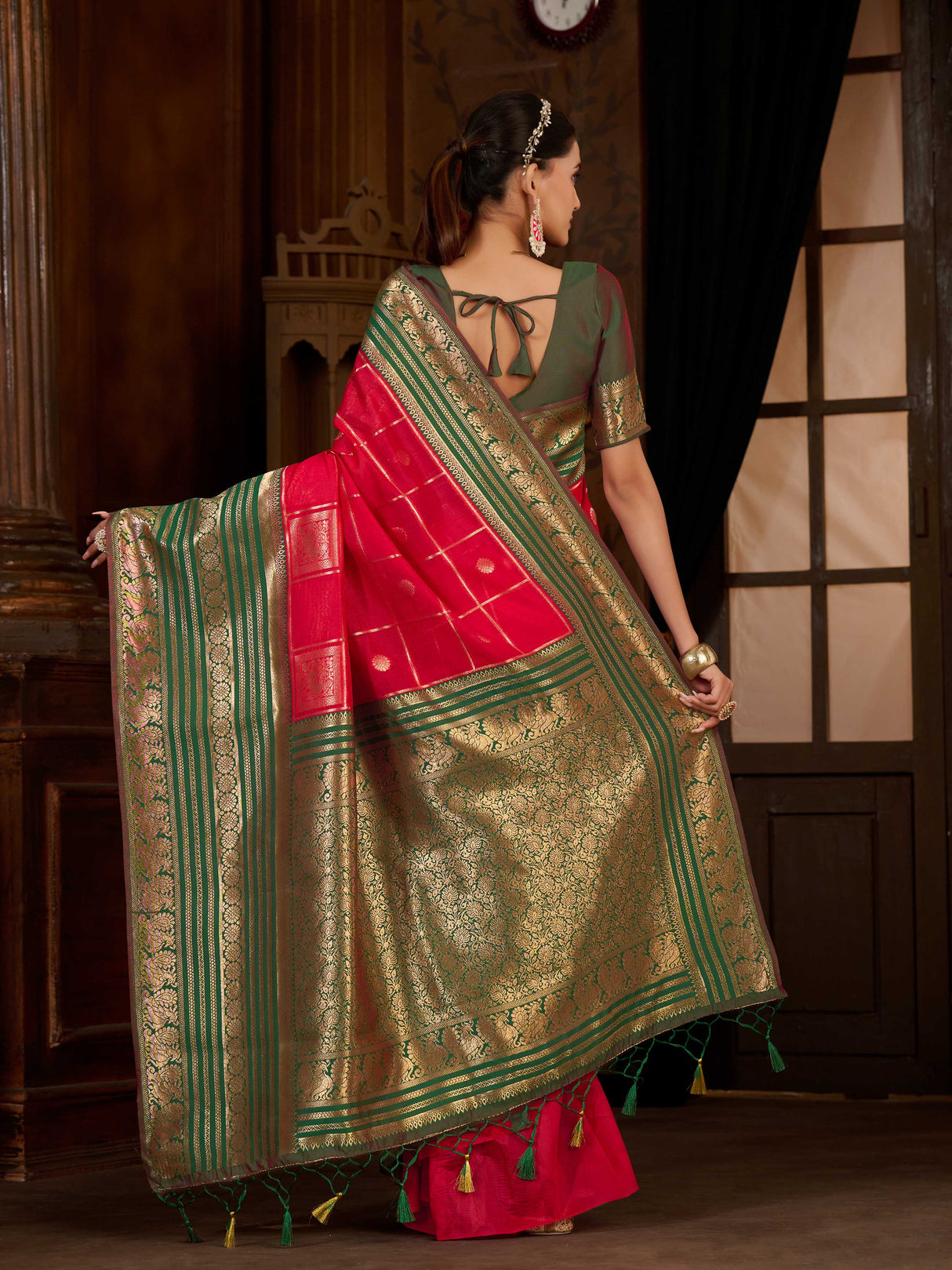 Mimosa Women's Woven Design Kanjivaram Style Art Silk Saree With Blouse Piece : SA0000870RN