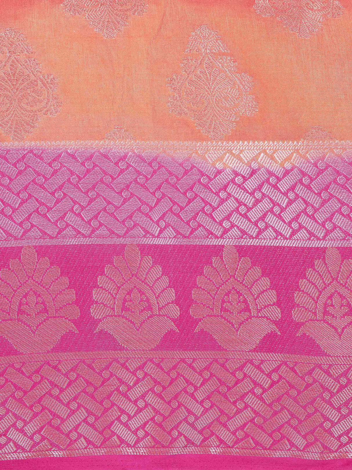 Mimosa Womens Art Silk Saree Kanjivaram style Peach Color