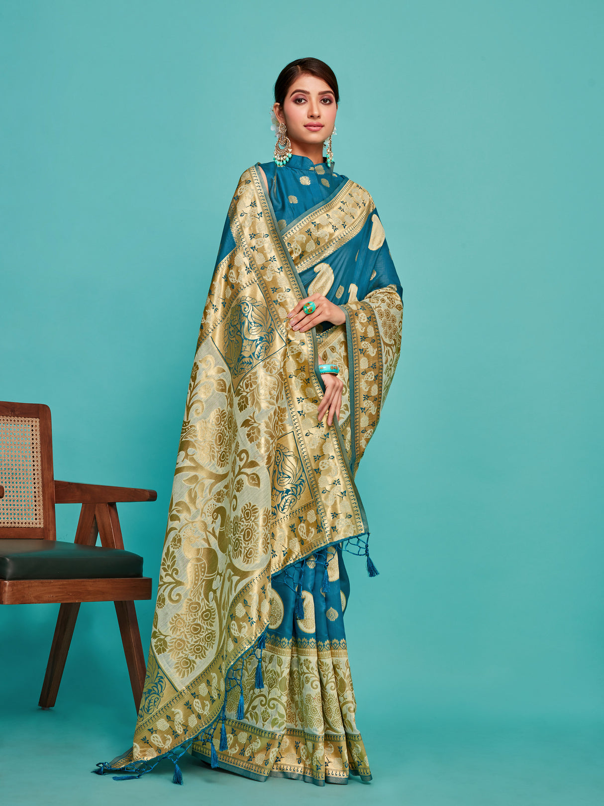 Mimosa Women's Woven Design Kanjivaram Art Silk Saree With Blouse Piece : SA00001246IBFREE