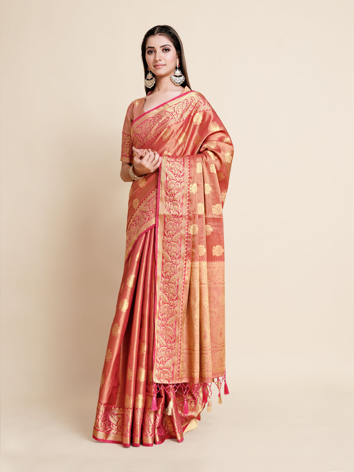 Mimosa Womens Art Silk Saree Kanjivaram Maroon Color