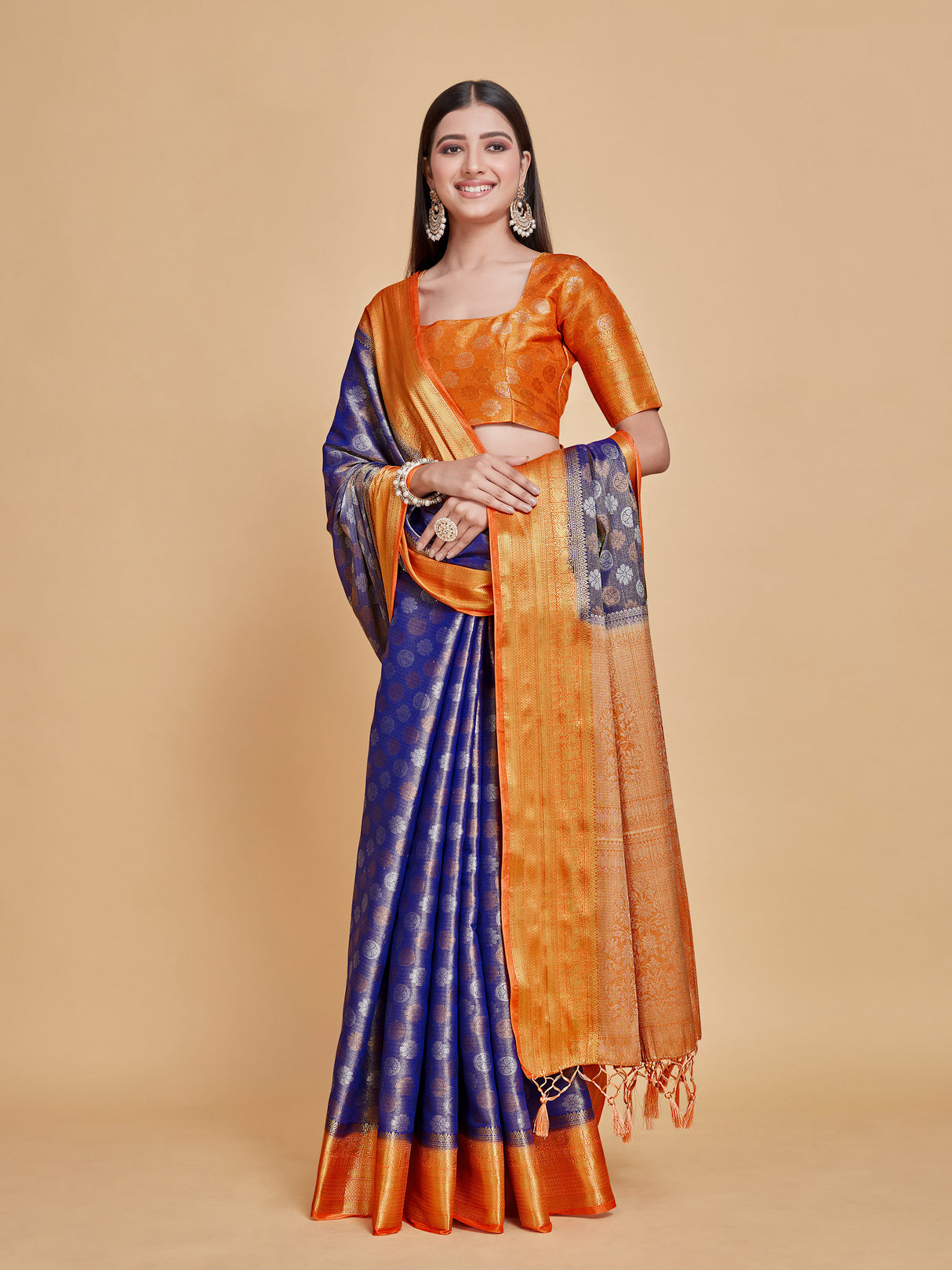 Mimosa Women's Woven Design Kanjivaram Style Art Silk Saree With Blouse Piece : SA0000410RBFREE