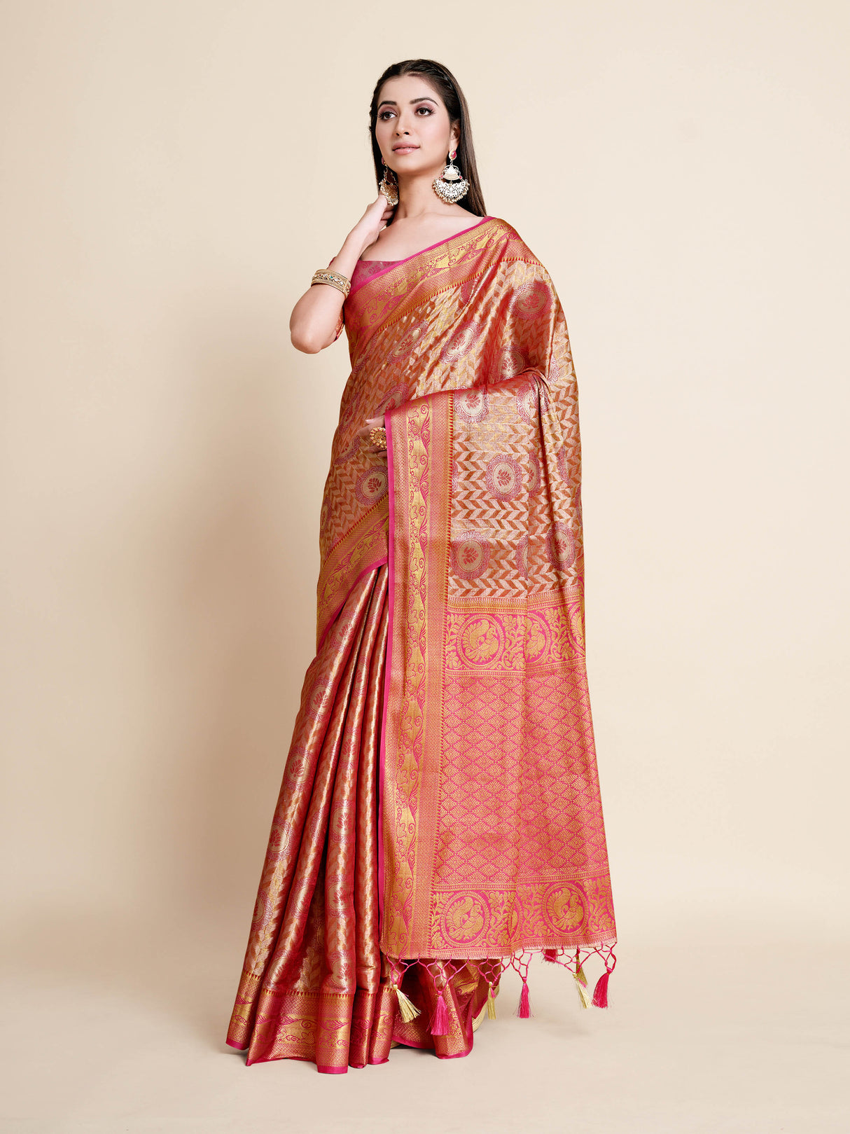 Mimosa Womens Art Silk Saree Kanjivaram Maroon Color