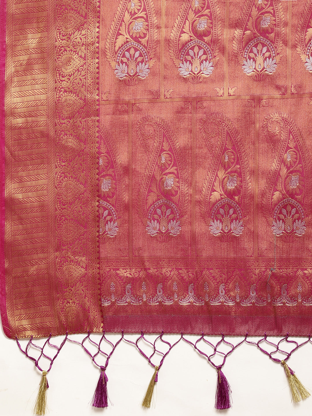 Mimosa Womens Art Silk Saree Kanjivaram Orange Color