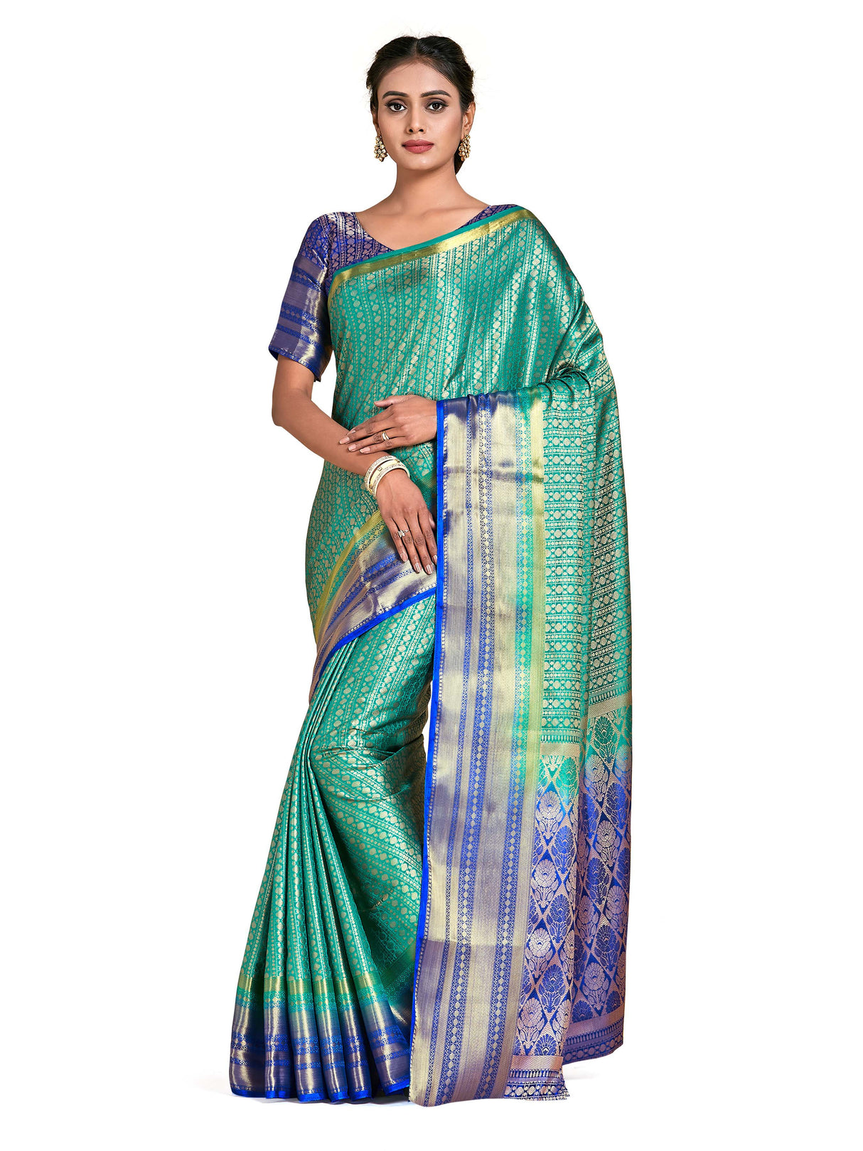 Mimosa Womens Art Silk Saree Kanjivaram Rama Color