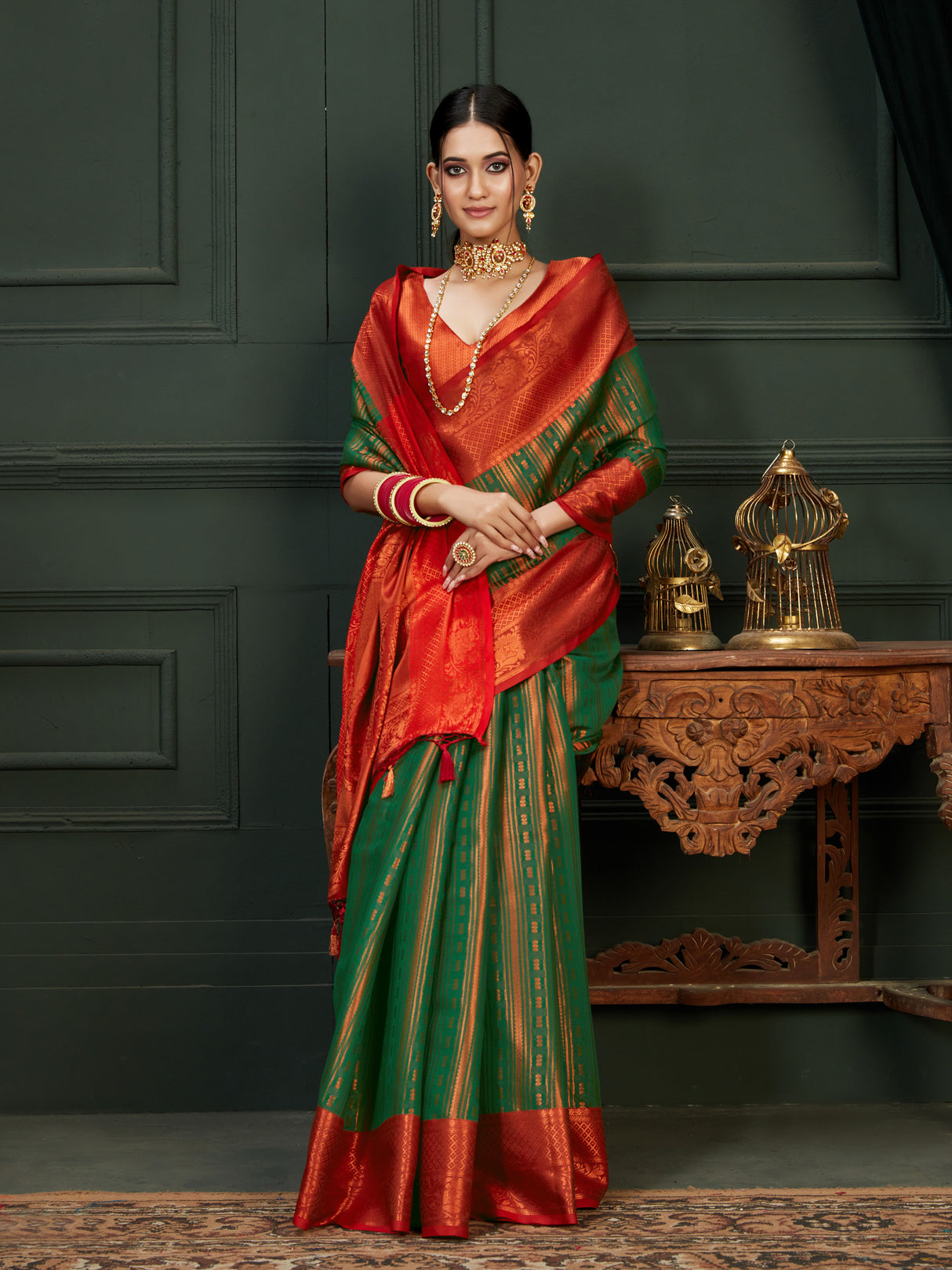 Mimosa Women's Woven Design Kanjivaram Art Silk Saree With Blouse Piece : SA0000914BG