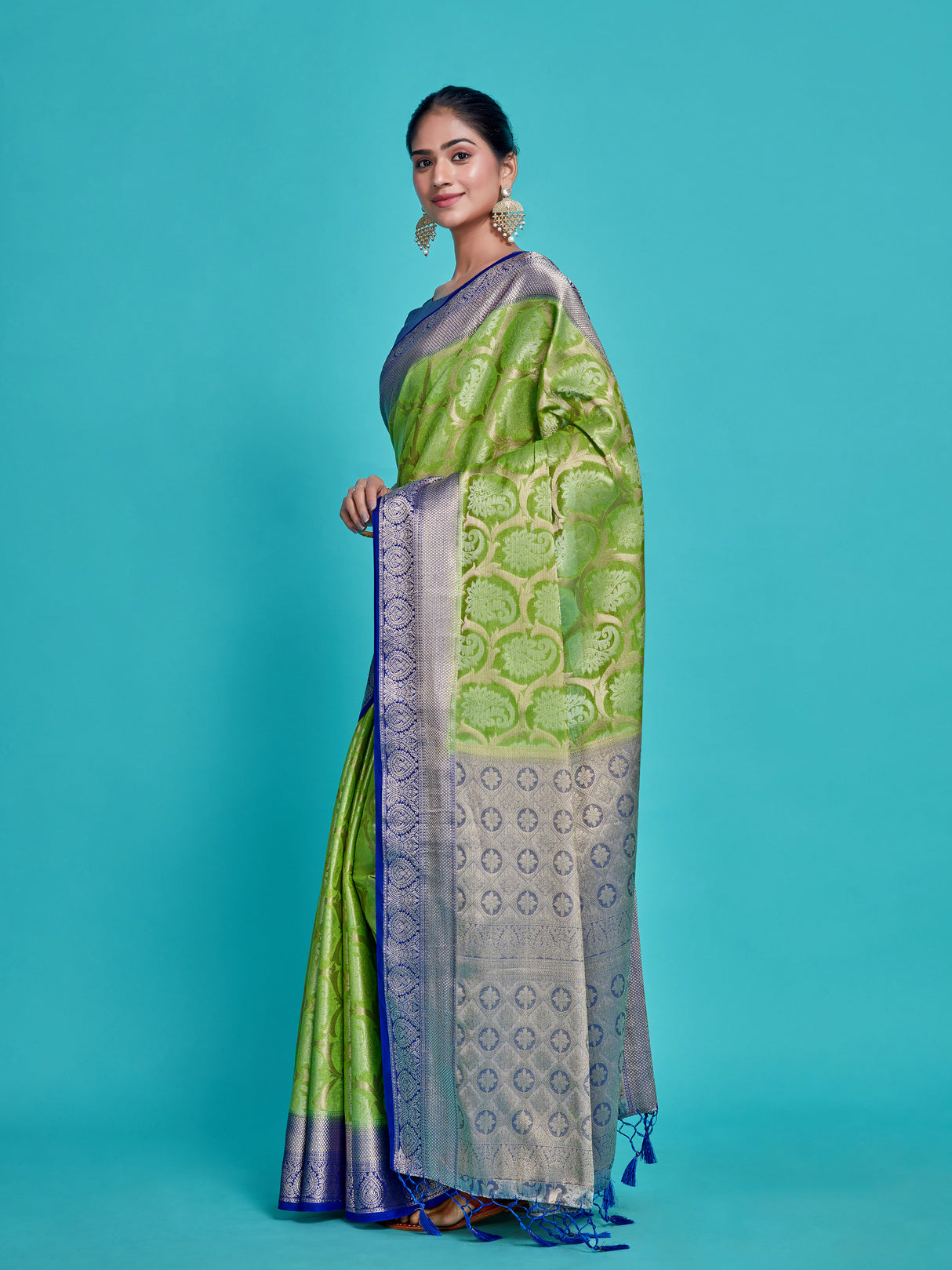 Mimosa Women's Woven Design Kanjivaram Style Art Silk Saree With Blouse Piece : SA0000385LRFREE