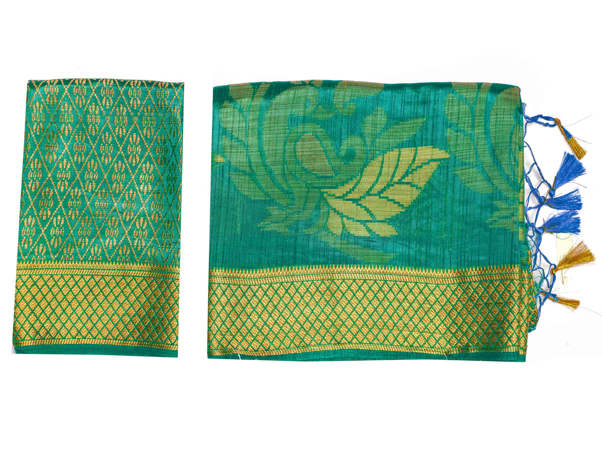 Mimosa Womens Art Silk Saree Kanjivaram Rama Color