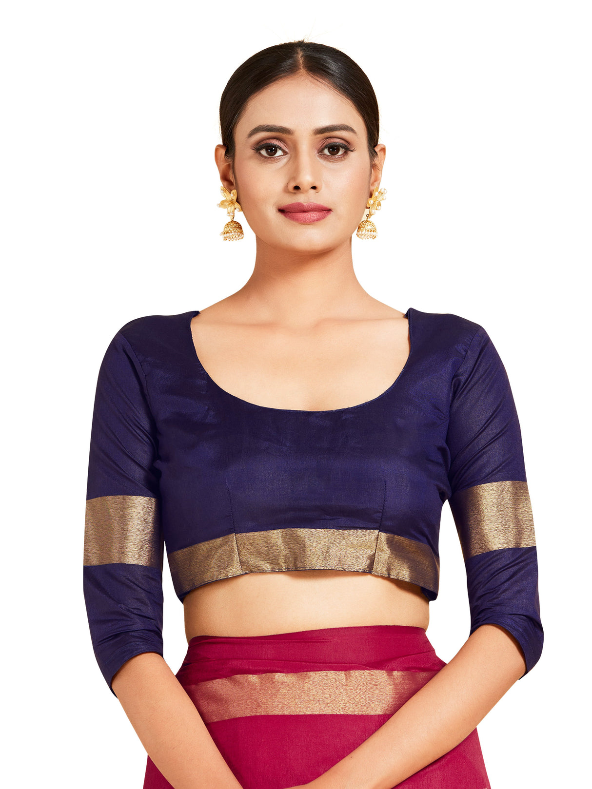 Mimosa Womens Art Silk Saree Kanjivaram style Maroon Color