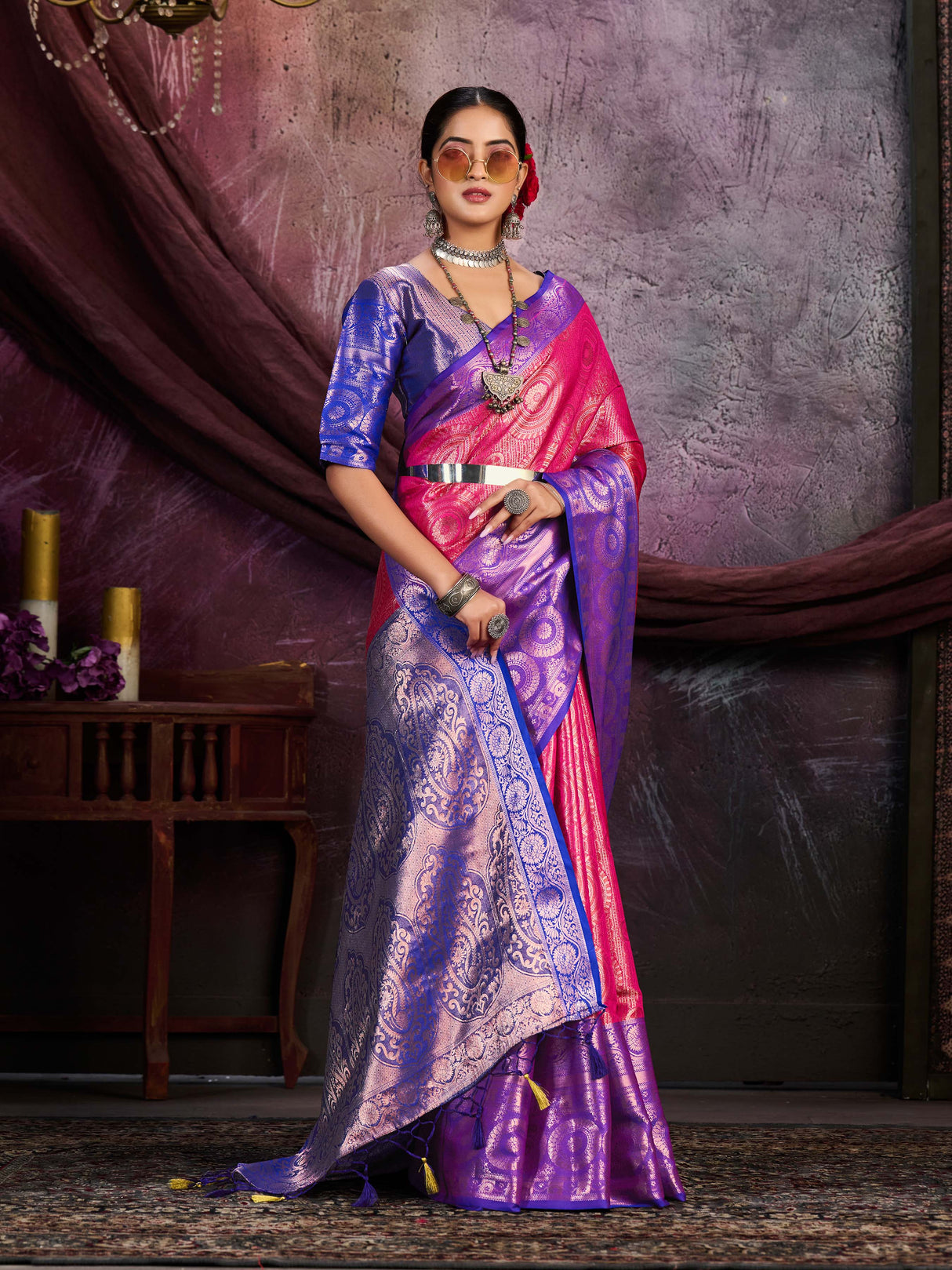 Mimosa Women's Woven Design Kanjivaram Art Silk Saree With Blouse Piece : SA0000912RN