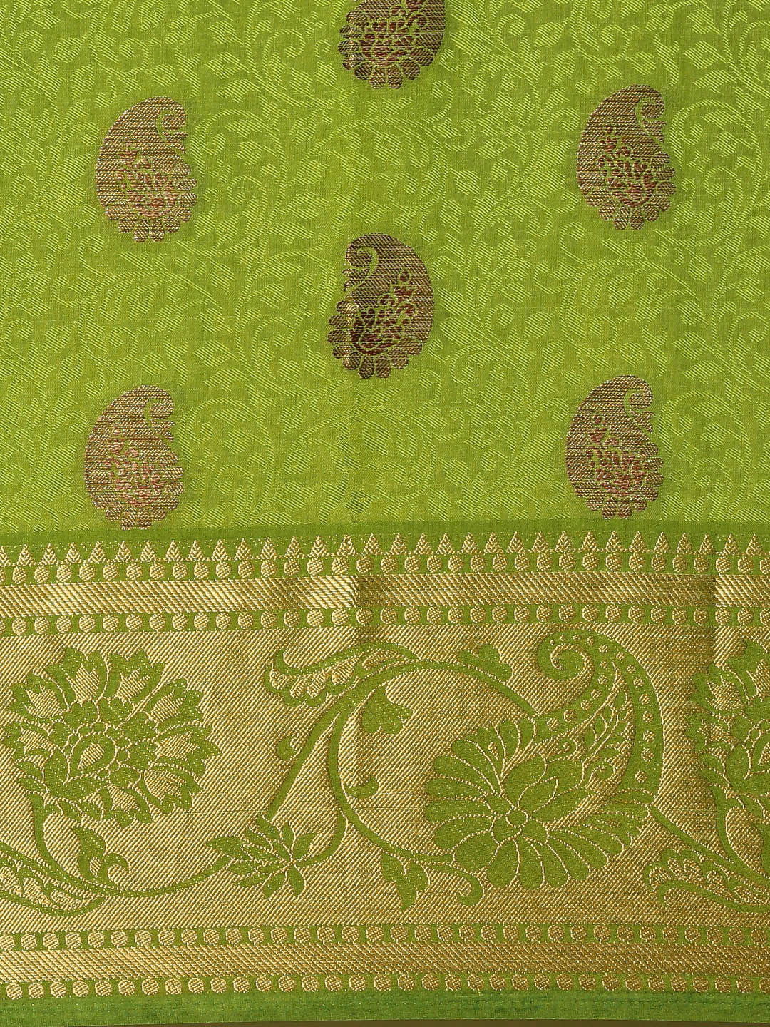 Mimosa Womens Art Silk Saree Kanjivaram Olive Color