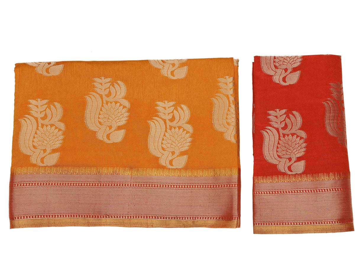 Mimosa Womens Art Silk Saree Kanjivaram Mustard Color