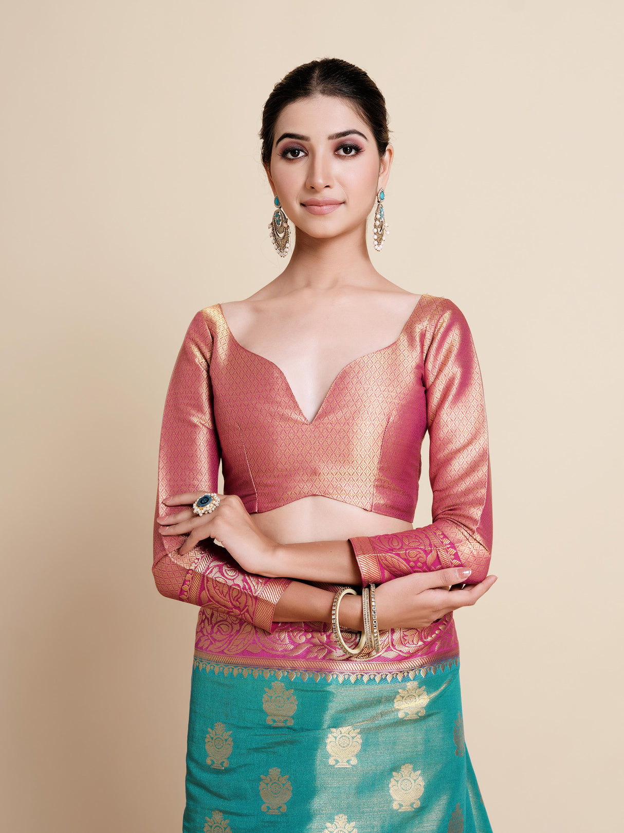 Mimosa Womens Art Silk Saree Kanjivaram Ananda Color