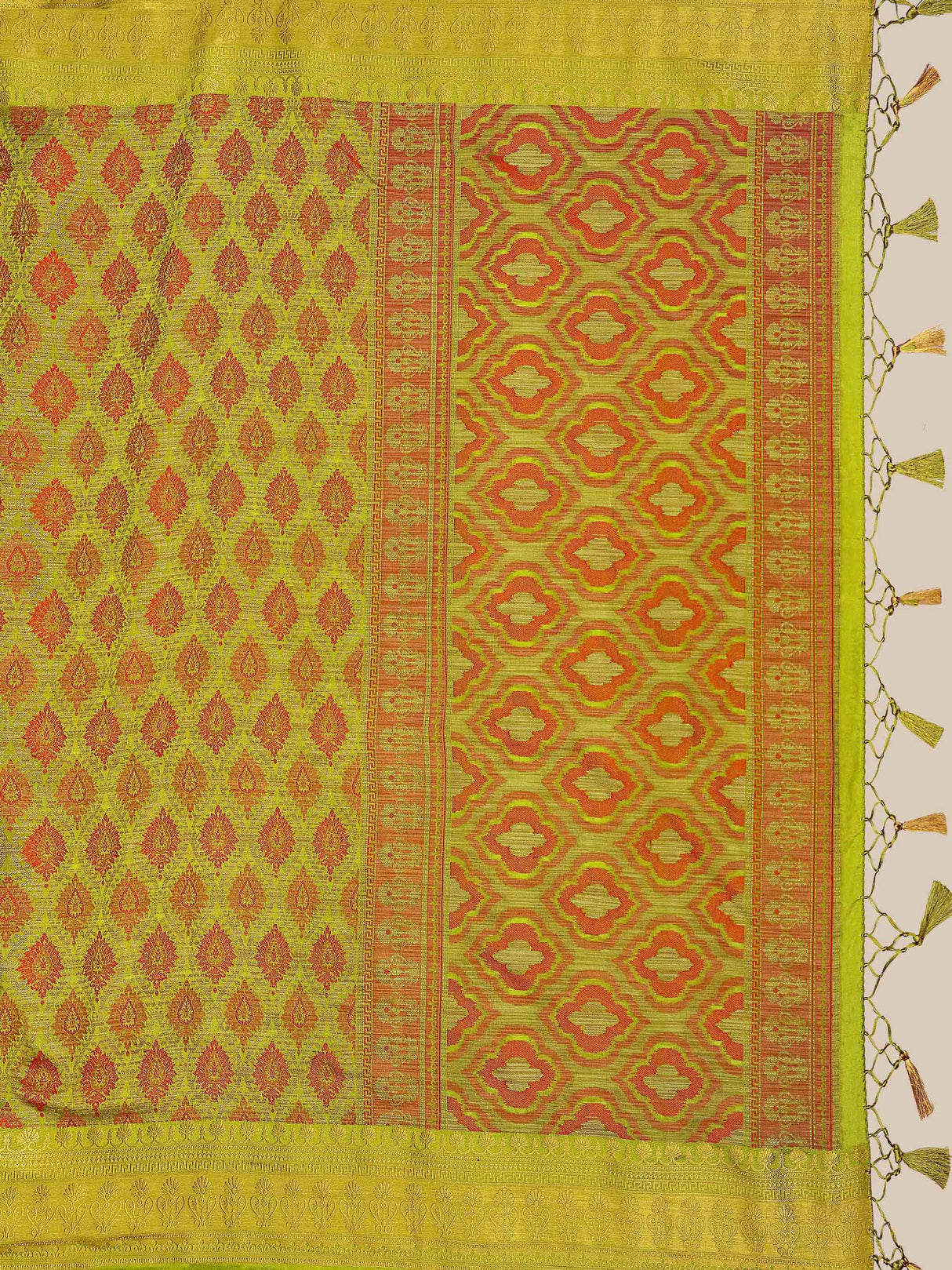 Mimosa Womens Art Silk Saree Kanjivaram Olive Color