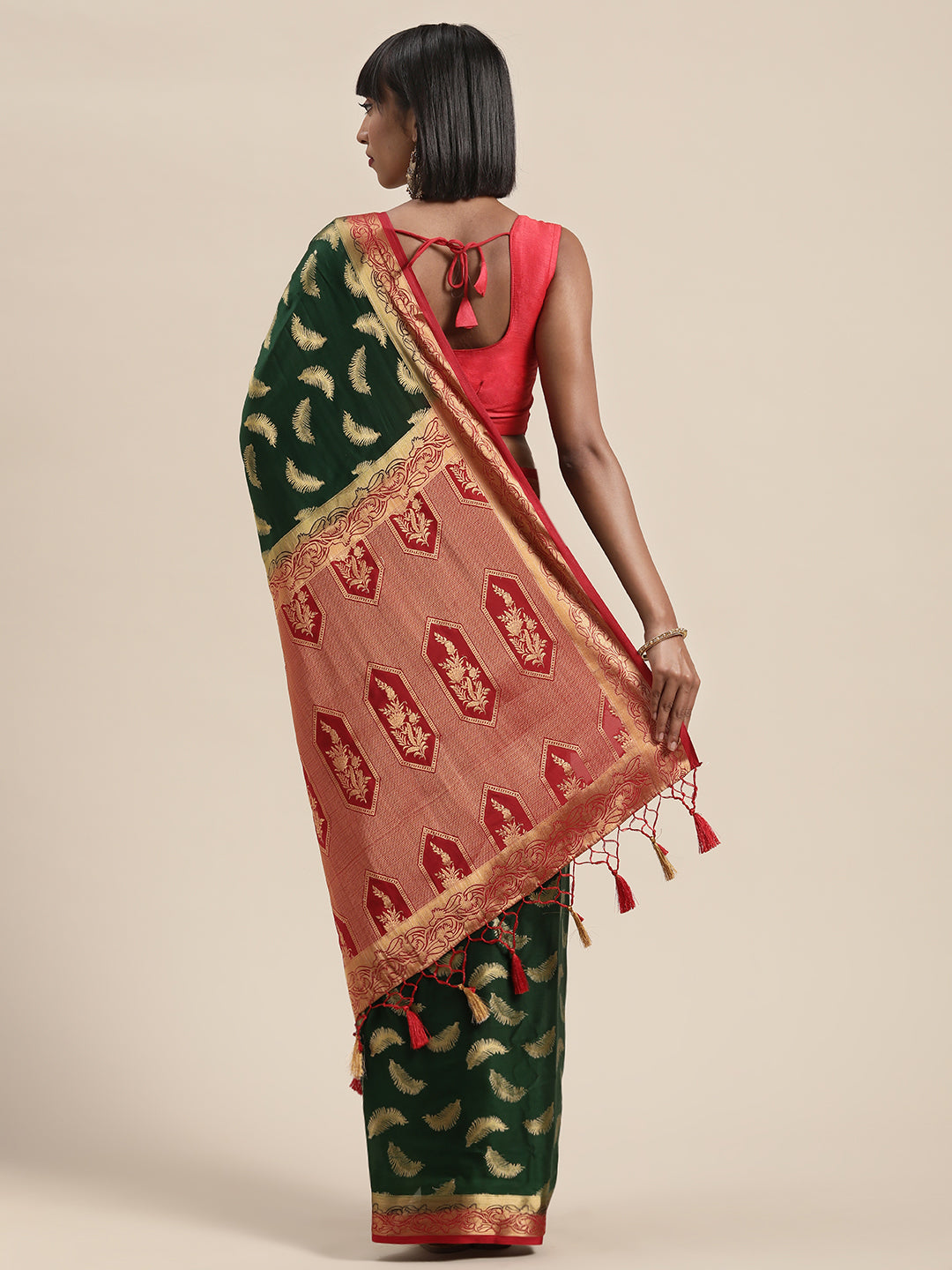 Mimosa Womens Crepe Saree Mysore Silk BGreen Color